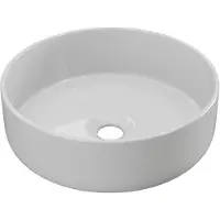 Vente-unique Ronde opbouwwastafel van keramiek - Glanzend wit - 36 cm - LENISO II
