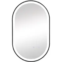 Vente-unique Verlichte ovale badkamerspiegel met antibewaseming en zwart kader - 50 x 80 cm ALARICO