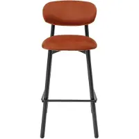 Vente-unique Set van 2 krukken in fluweel en zwart metaal - Terracotta - LAKABI