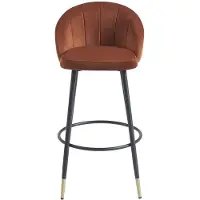 Vente-unique Set van 2 barkrukken in fluweel en metaal - Terracotta - ELIRAM