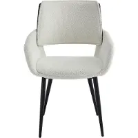 Vente-unique Set van 2 stoelen in boucléstof, essen fineer en zwart metaal - Wit - ZURIKIA