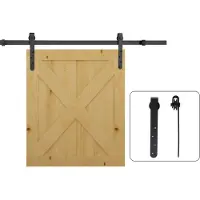 HOMCOM Schuifdeurset Koolstofstaal 180L x 2,5B x 1H cm Zwart