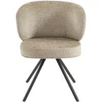 Vente-unique Set van 2 draaistoelen in getextureerde stof en zwart metaal - Taupe - LYARO