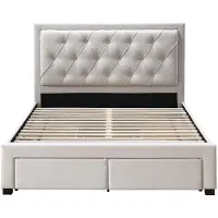 Vente-unique Bedframe stof beige 160 x 200 cm LEOPOLD