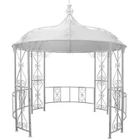 Vente-unique Smeedijzeren tuinkiosk van metaal TILCARA - D300 x H290 cm - Wit