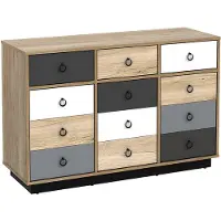 Vente-unique Ladekast KRYPTON - 3 lades en 3 deuren - Kleuren: eiken, wit en grijs