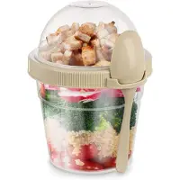 Orion - Yoghurtbeker met Lepel - 400 ml - Transparant met Beige - BPA-vrij