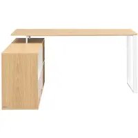 Vente-unique Hoekbureau met opbergruimte - MDF - Wit en naturel - NIPILI
