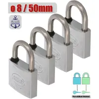 AMIG Hangslot met Sleutel RVS Ø8/50mm - Standaard Beugel Buiten 4 Stuks