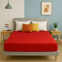 Saphira ESSENTIALS Badstof Hoeslaken – Rood – 200x220/200 cm – 40 cm Matrashoogte – 80% Katoen / 20% Polyester – 360° Rondom Elastiek – Luxe Comfort & Perfecte Pasvorm
