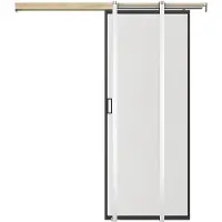 Vente-unique Schuifdeur met klamplaagsysteem - Aluminium en gehard matglas - H205 x L93 cm - LINCI II