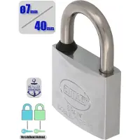 AMIG Hangslot met Sleutel RVS Ø7/40mm - Standaard Beugel Buiten Weerbestendig