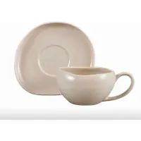 Almina Wave Biscuit - Koffieset - 12-delig - Crème - 220ml - Porselein - Koffiekopjes