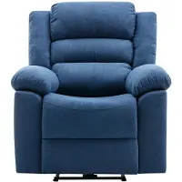 Vente-unique Elektrische relaxfauteuil van blauwe stof BUROLO