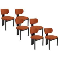 Vente-unique Set van 6 stoelen in boucléstof en zwart rubberhout - Terracotta - WILANA