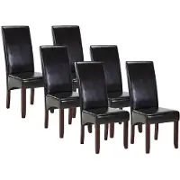 Vente-unique Set van 6 stoelen ROVIGO - Kunstleer - Bruin - Donkere houten poten