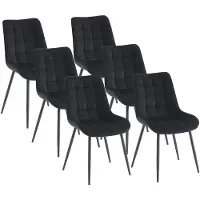 Vente-unique Set van 6 gestoffeerde stoelen - Velours en zwart metaal - Zwart - OLLUA