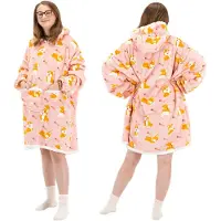 Springos Hoodie Deken | Badjas | Deken Met Mouwen | One Size | Honden | Polyster | Roze | Bruin | Wit