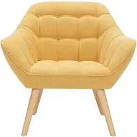 Vente-unique Fauteuil van mosterdgele stof CASERTA