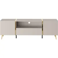 Vente-unique Tv-meubel met 2 deurtjes, 1 lade en 1 nis - Beige en goud - MARZIALO