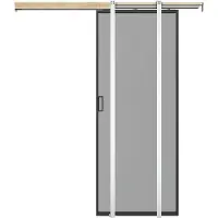 Vente-unique Schuifdeur met schuifsysteem - Aluminium en gerookt gehard glas - H205 x B93 cm - LINCI II