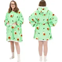 Springos Hoodie Deken | Badjas | Deken Met Mouwen | One Size | Advocado | Polyster | Groen | Bruin