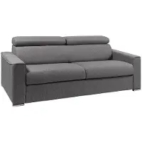 Vente-unique Vierzits express slaapbank van stof VIZIR - Grijs - Slaapafmeting met brede latten 160 cm - Matras 18 cm