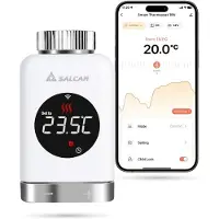 Salcar Radiatorthermostaat TRV801W - Slim LCD WiFi Thermostaat - Compatibel met Amazon Alexa & Google Home - Tuya Smart - Geen Gateway Nodig
