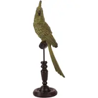 Baroque - Decoratief beeld of figuur - Papegaai op Stok 35 cm - Groen - Resin - 35x13x10 - Polyresin