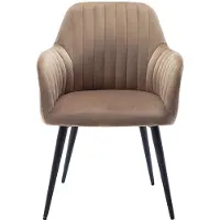 Vente-unique Set van 2 stoelen met armleuningen ELEANA - Fluweel en zwart metaal - Beige