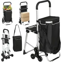 HOMCOM Winkelwagen Oxford-stof, aluminium 46L x 59,5B x 97H cm Zwart