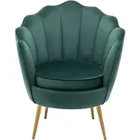 Vente-unique Schelpvormige fauteuil van groen velours LALEA