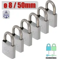 AMIG Hangslot met Sleutel RVS Ø8/50mm - Standaard Beugel Buiten 6 Stuks