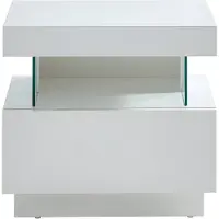 Vente-unique Nachtkastje FABIO - Wit gelakt MDF - Leds - 1 lade en 1 nis