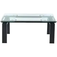 Vente-unique Uitschuifbare eettafel LUBANA - Gehard glas en metaal - Zwart - 8 tot 10 personen