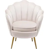 Vente-unique Schelpvormige fauteuil van beige velours LALEA
