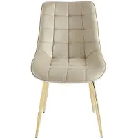 Vente-unique Set van 2 gewatteerde stoelen van fluweel en goudkleurig metaal - Beige - OLLUA