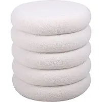 Vente-unique Poef van crèmekleurige boucléstof ECAMBI
