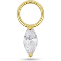 New Bling - 9NBG-O127 - 14K goud – Oorbelhanger - per stuk – Blad – Witte Zirkonia