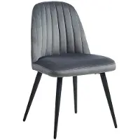 Vente-unique Set van 2 stoelen ELEANA - Fluweel en zwart metaal - Grijs