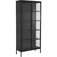 Sweeek - Vitrinekast gehard glas en staal 2 deuren 4 planken 180cm - arkansas