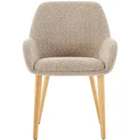 Vente-unique Set van 2 stoelen met armleuningen in boucléstof en rubberhout - Taupe en licht naturel - VALENYO