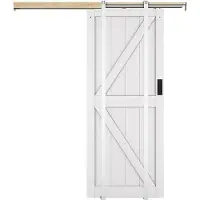 Vente-unique Schuifdeur met klamplaagsysteem van hout en mdf - Wit - H205 x L93 cm - NEFARA