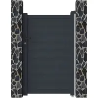 Vente-Unique.nl Draaipoort in aluminium NAZARIO antraciet - L103 x 166 cm