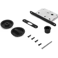 Emuca Kit van Sloten kit met ronde grendel voor schuifdeur, diameter 57mm, Staal, Zwart gelakt
