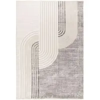 Muratap Vintage japandi vista – luxe vloerkleed creme zilver laagpolig- 120x170 cm