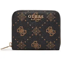 GUESS portemonnee Carrie Logo SLG Small Zip Around Espresso Logo donkerbruin