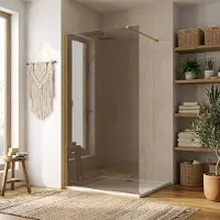REA Flexi Brown 110 - Rookbruin Glas 6 Mm - Douchewand - Geborsteld Goud120X90X195Cm