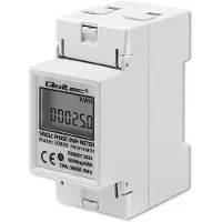 Qoltec 50899 Eenfasige elektronische energieverbruiksmeter | 230V | LCD-scherm | 2P | DIN-rail
