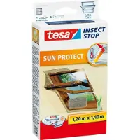 TESA INSECT STOP 2-in-1 Sun Protect and Fly Screen for Roof Windows Premium - hor met zonbescherming voor dakramen, zonder boren, antraciet - 120 x 140 cm